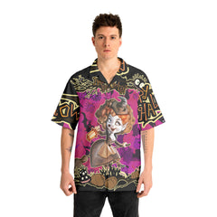 Cartoon Halloween Illustration Witch Purple Hawaiian Shirt - HYPERFAVOR