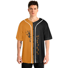 Naughty Cat Pawing Orange Halloween Baseball Jersey - HYPERFAVOR