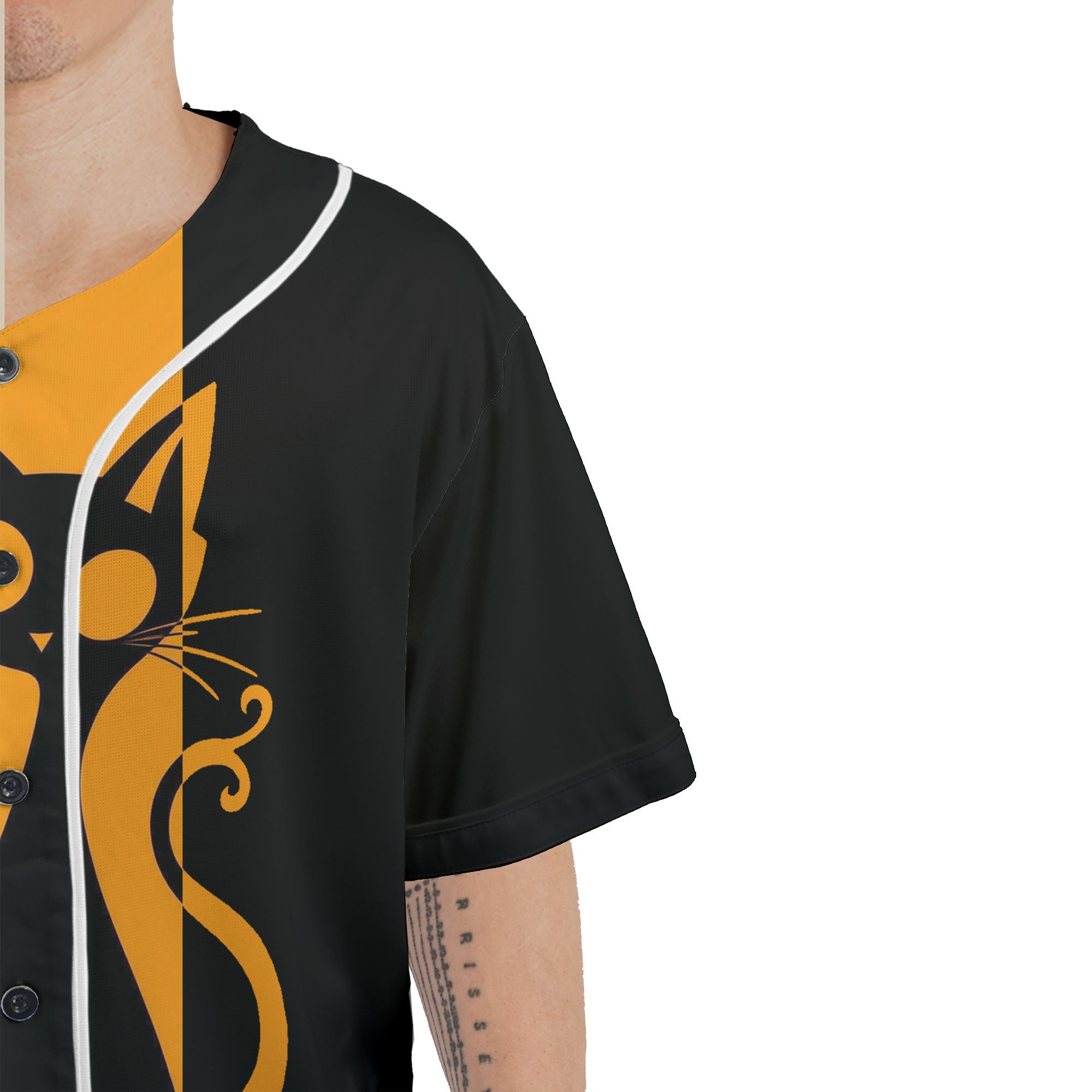 Single Silhouette Cat Halloween Baseball Jersey - HYPERFAVOR