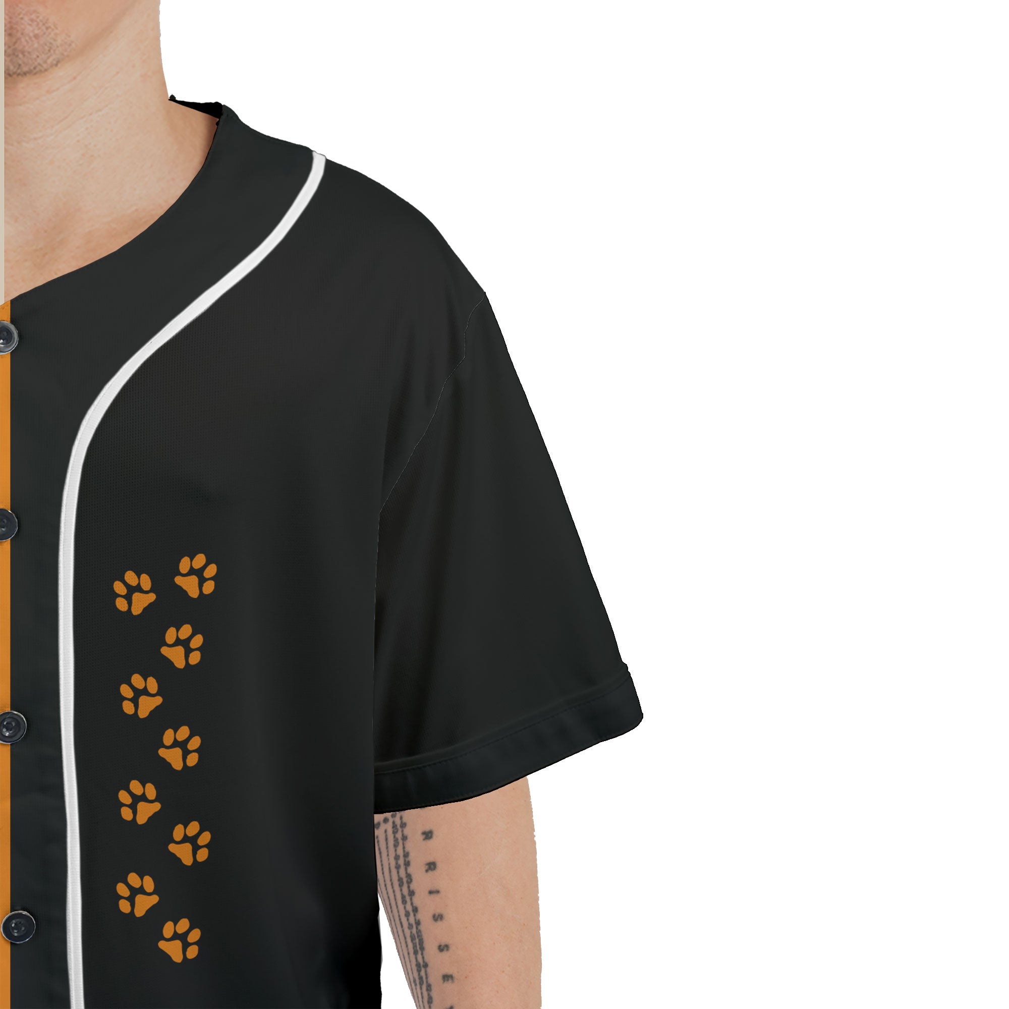 Naughty Cat Pawing Orange Halloween Baseball Jersey - HYPERFAVOR