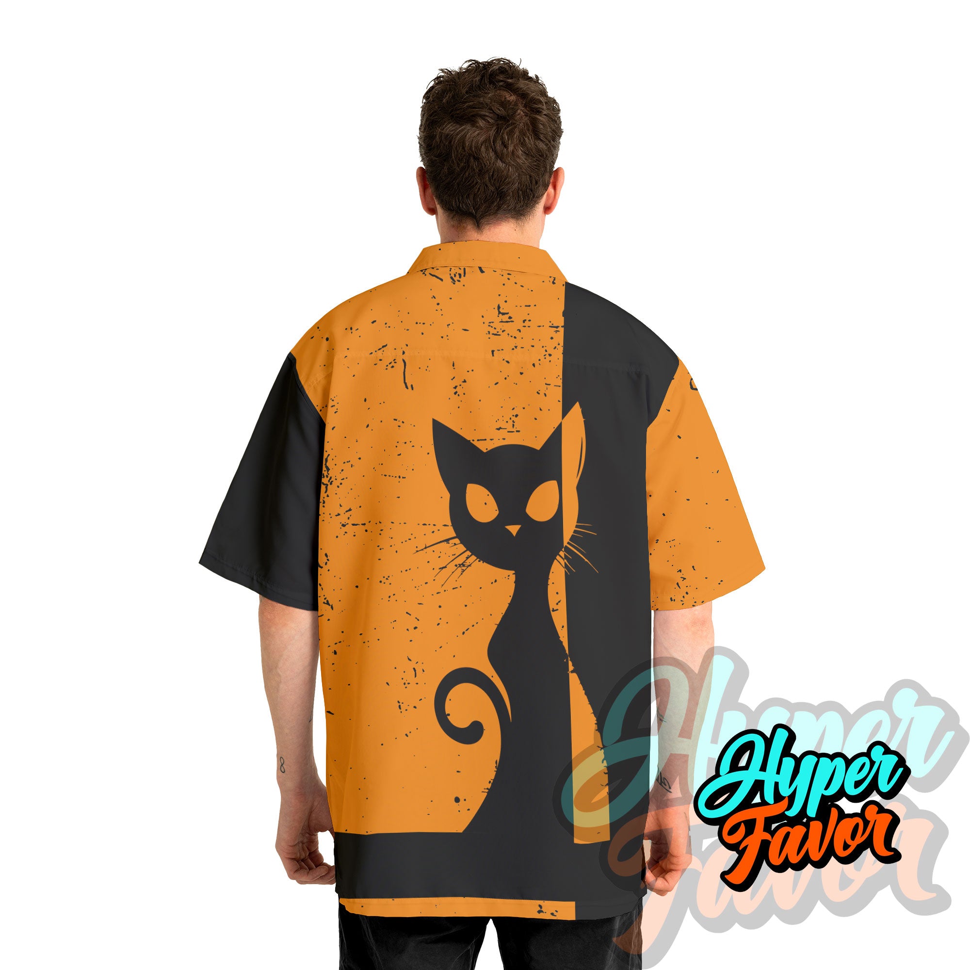 Vintage Single Silhouette Cat For Men, For Woman Hawaiian Shirt - HYPERFAVOR