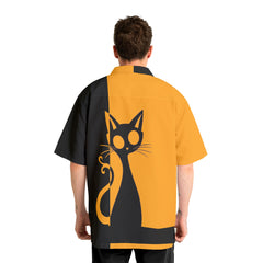 Single Silhouette Cat Halloween Hawaiian Shirt - HYPERFAVOR