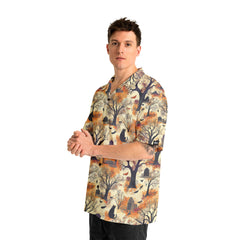 Cat And Graveyard Halloween Pattern Hawaiian Shirt - HYPERFAVOR