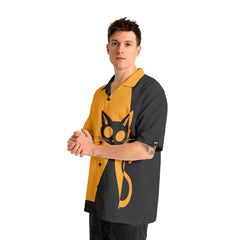 Single Silhouette Cat Halloween Hawaiian Shirt - HYPERFAVOR