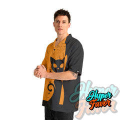 Vintage Single Silhouette Cat For Men, For Woman Hawaiian Shirt - HYPERFAVOR