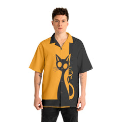 Single Silhouette Cat Halloween Hawaiian Shirt - HYPERFAVOR