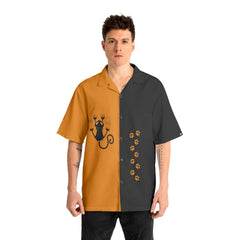 Naughty Cat Pawing Orange Halloween Hawaiian Shirt - HYPERFAVOR