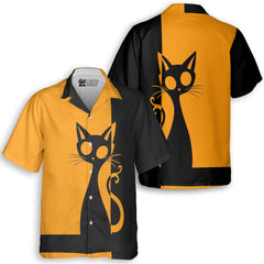 Single Silhouette Cat Halloween Hawaiian Shirt - HYPERFAVOR