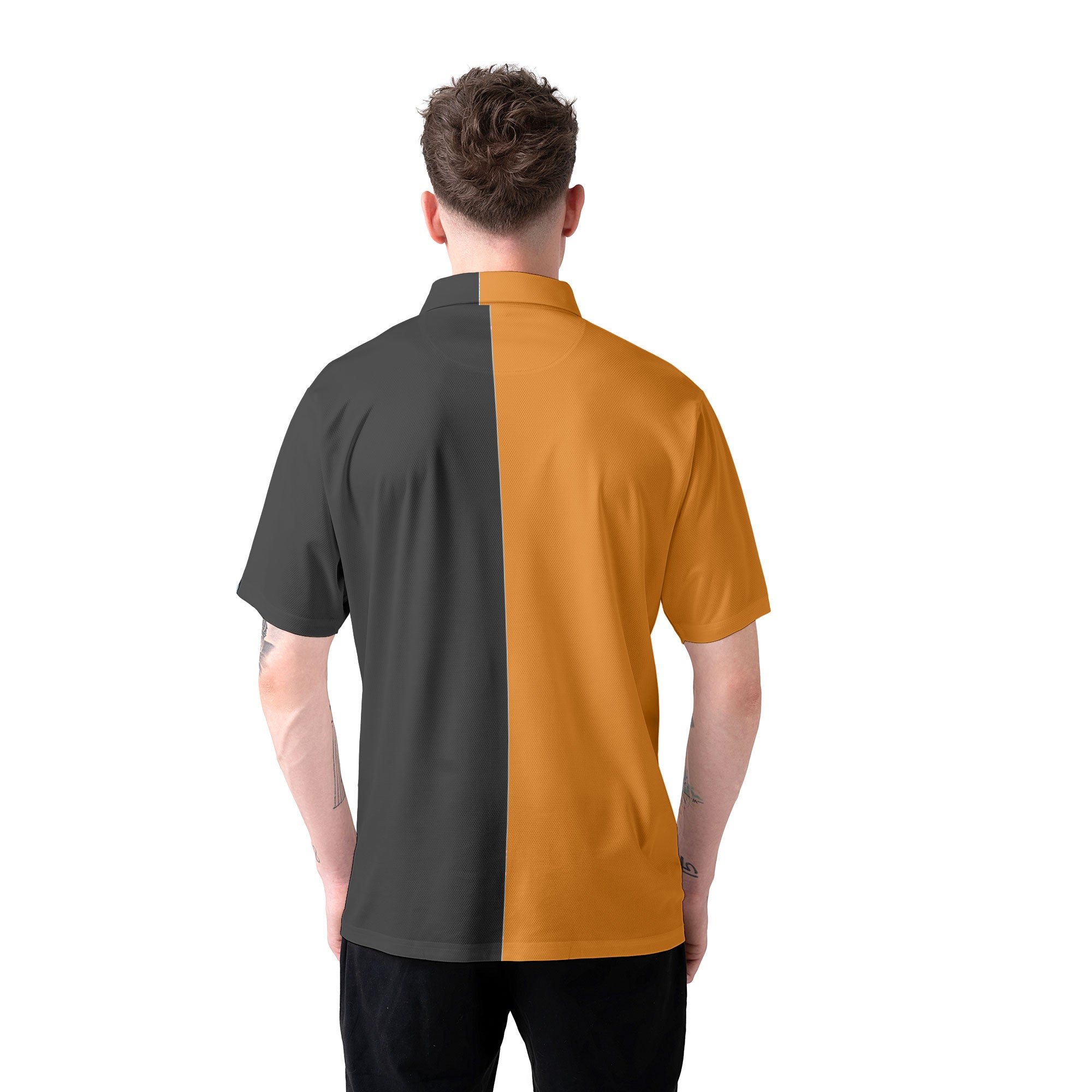 Naughty Cat Pawing Orange Halloween Polo Shirt - HYPERFAVOR