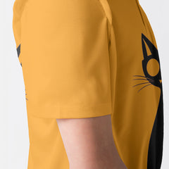 Single Silhouette Cat Halloween Men Polo Shirt - HYPERFAVOR