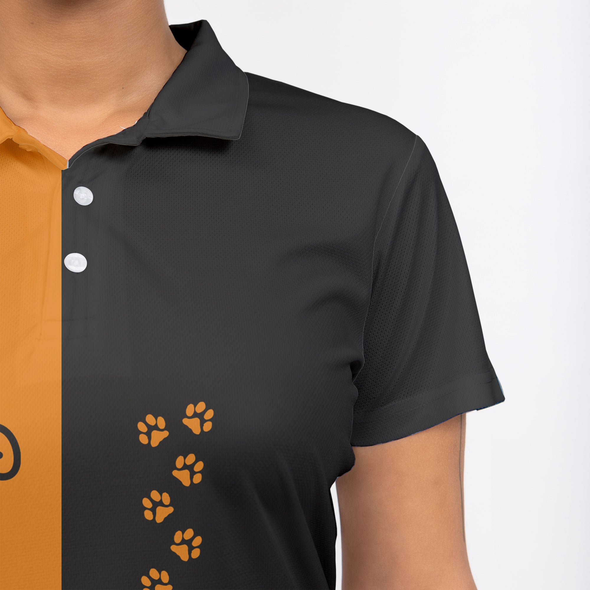 Naughty Cat Pawing Orange Halloween Women Polo Shirt - HYPERFAVOR