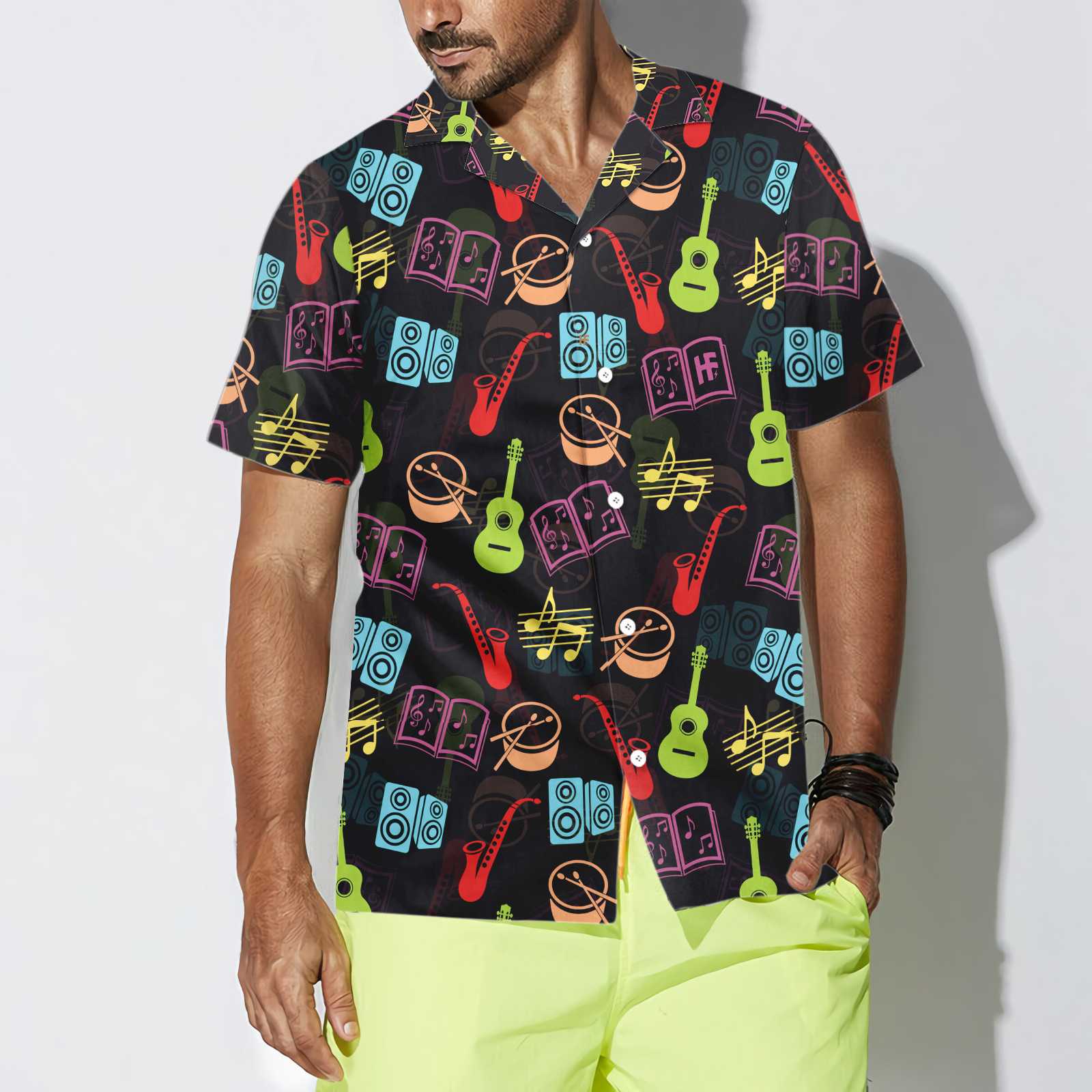Change The World Teach Music Teacher Hawaiian Shirt, Musical Instruments Pattern Shirt, Best Music Teacher Gift