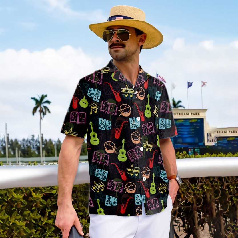 Change The World Teach Music Teacher Hawaiian Shirt, Musical Instruments Pattern Shirt, Best Music Teacher Gift