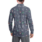 Charcoal Seamless Santa Golfing Long Sleeve Polo Shirts