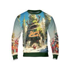 Christmas Tree Monster Ugly Sweater, Santa Merry Christmas Sweater - HYPERFAVOR