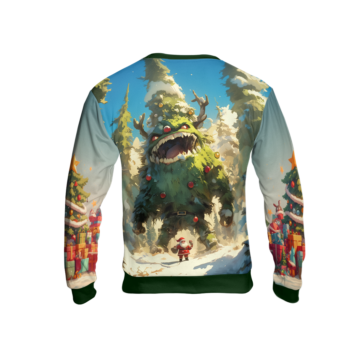 Christmas Tree Monster Ugly Sweater, Santa Merry Christmas Sweater - HYPERFAVOR