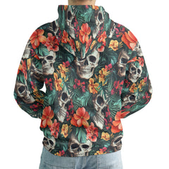 Colorful Flower Skull Pattern Hoodie - HYPERFAVOR