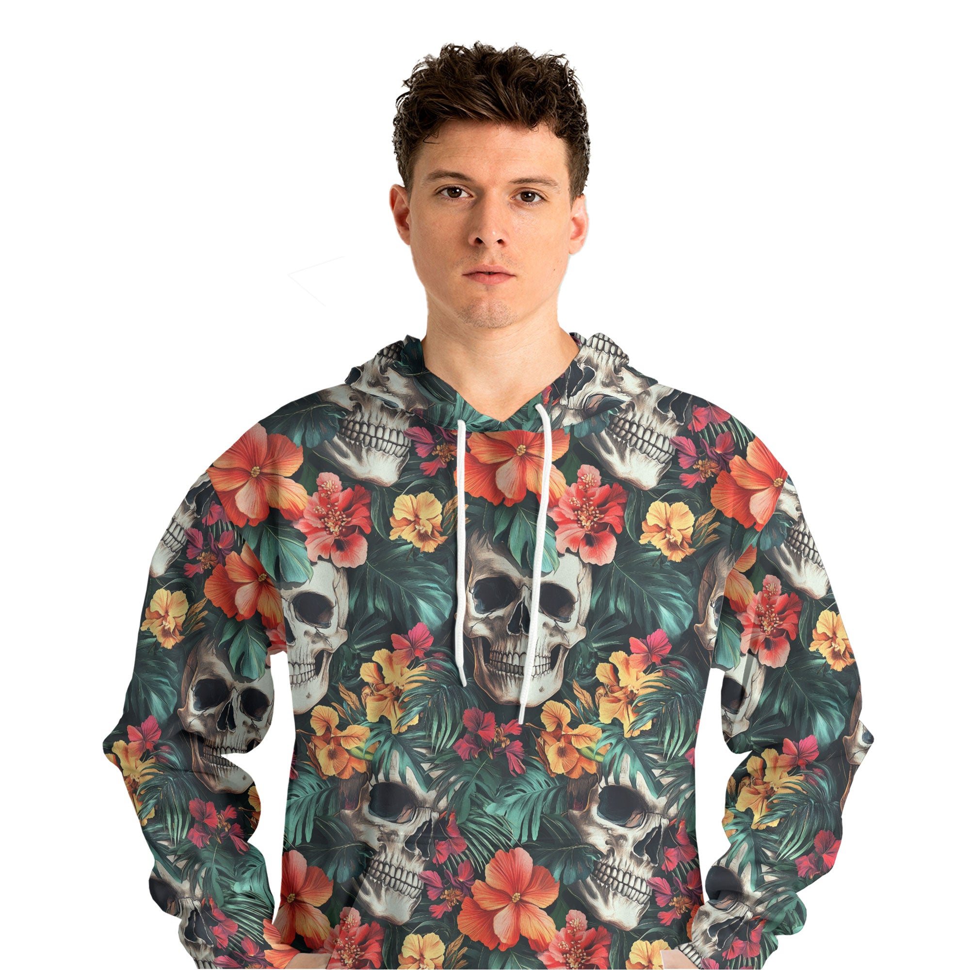 Colorful Flower Skull Pattern Hoodie - HYPERFAVOR