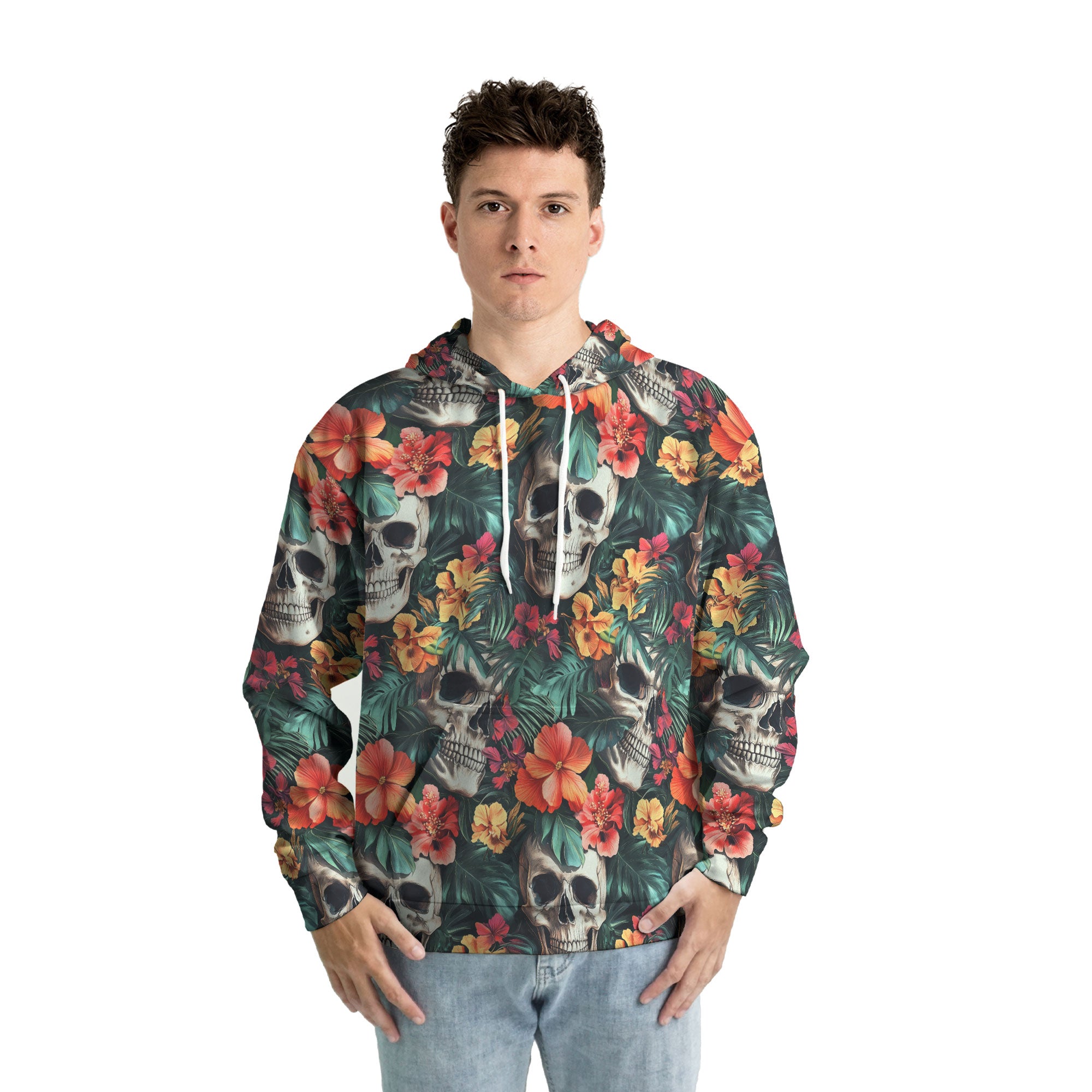 Colorful Flower Skull Pattern Hoodie - HYPERFAVOR