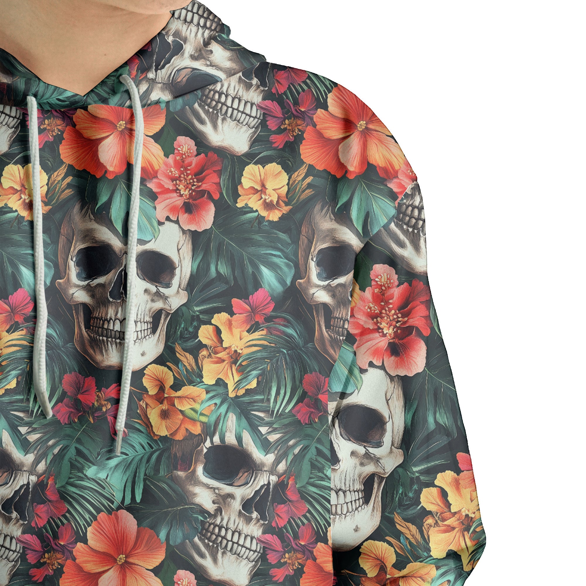 Colorful Flower Skull Pattern Hoodie - HYPERFAVOR