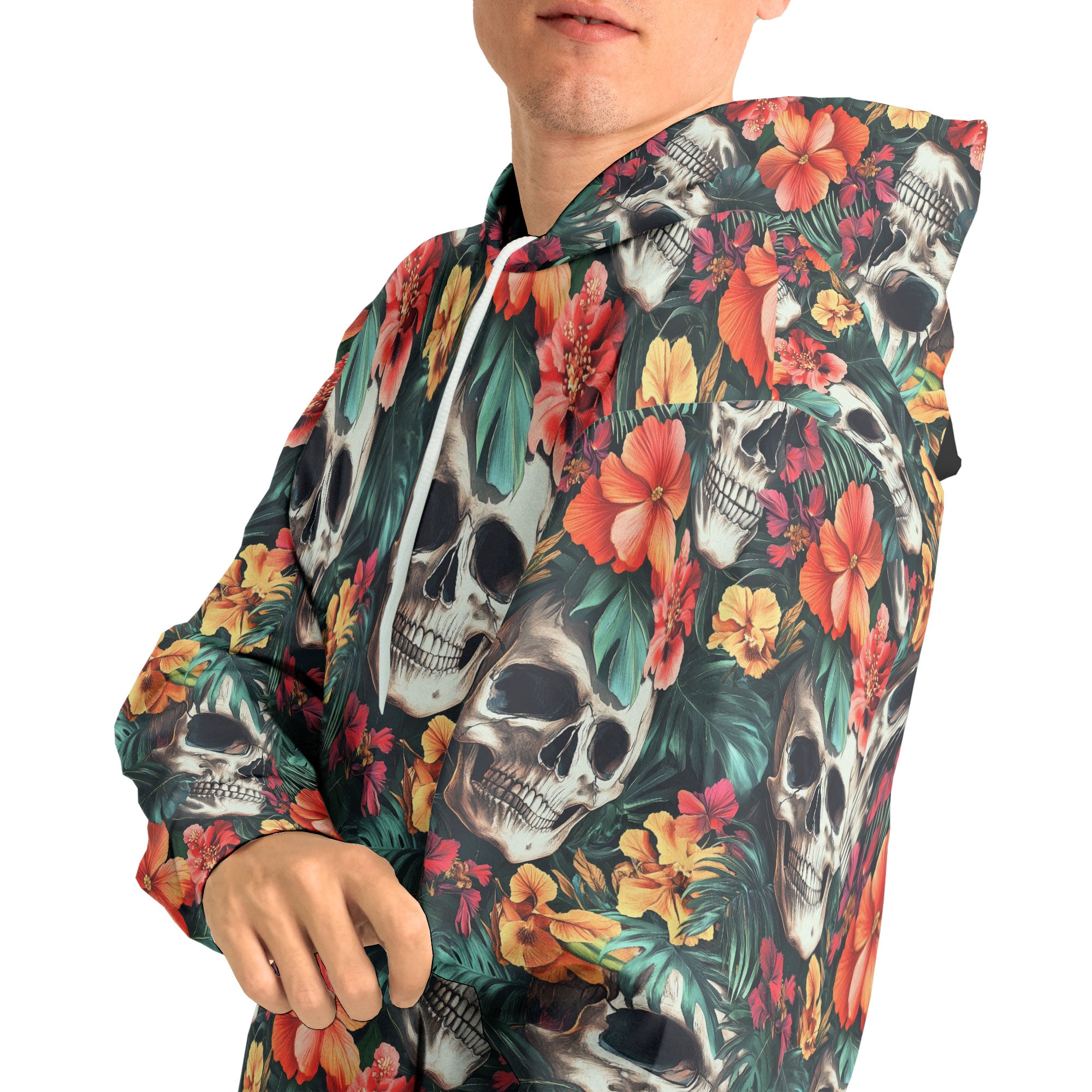 Colorful Flower Skull Pattern Hoodie - HYPERFAVOR