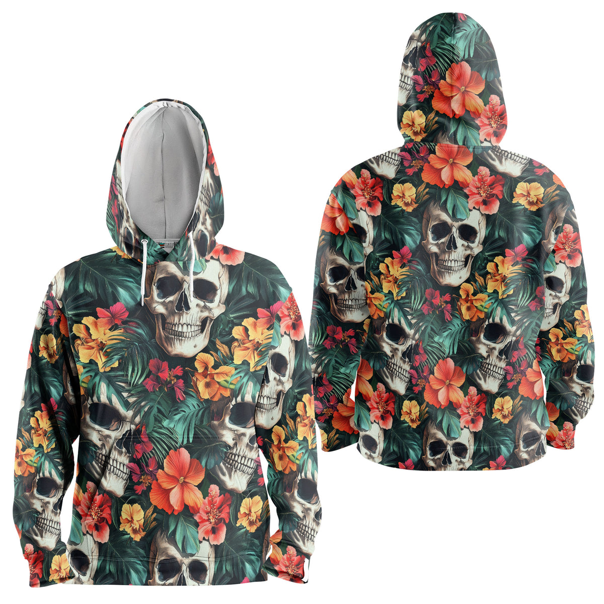 Colorful Flower Skull Pattern Hoodie - HYPERFAVOR