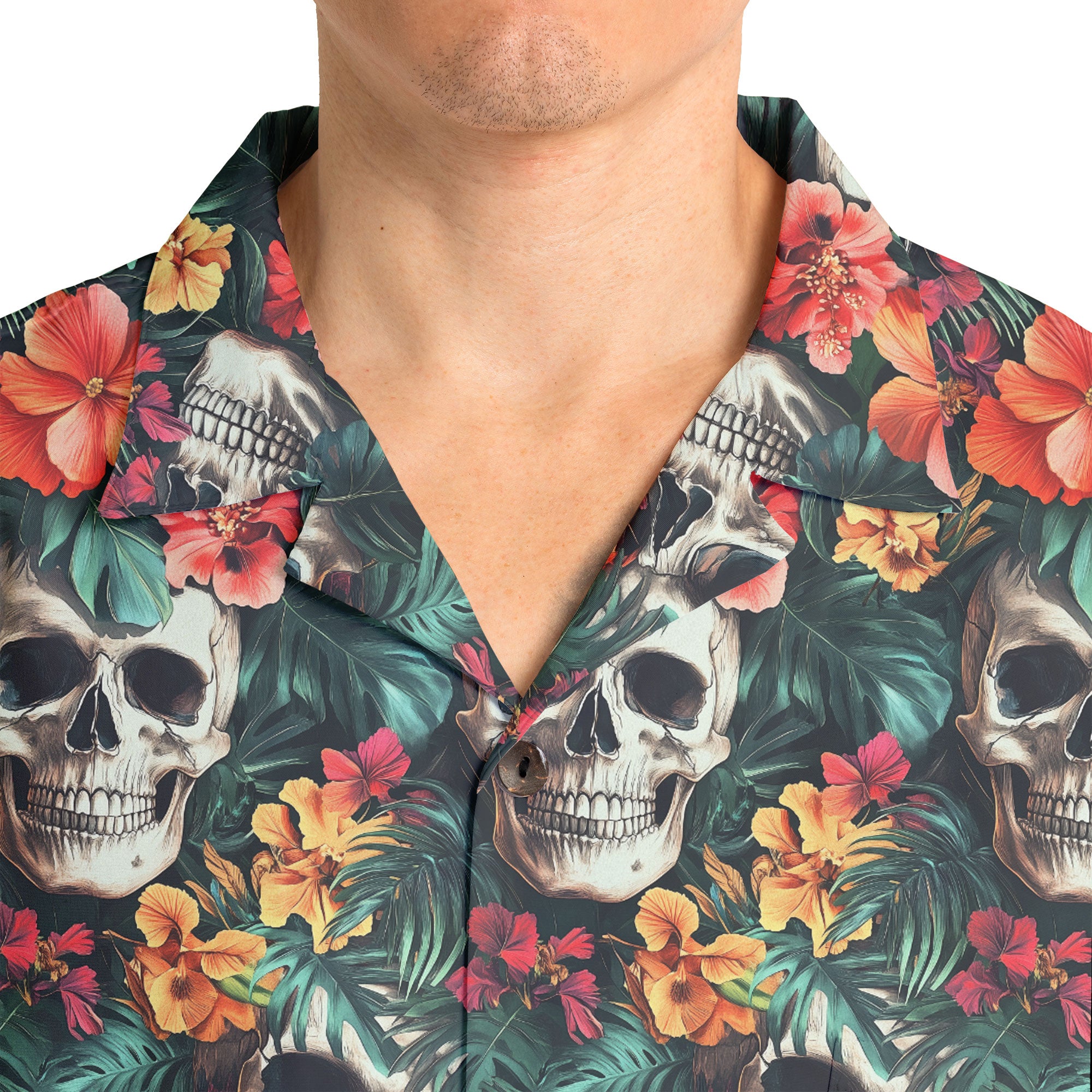 Colorful Flower Skull Pattern Hawaiian Shirt - HYPERFAVOR