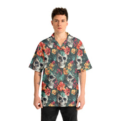 Colorful Flower Skull Pattern Hawaiian Shirt - HYPERFAVOR