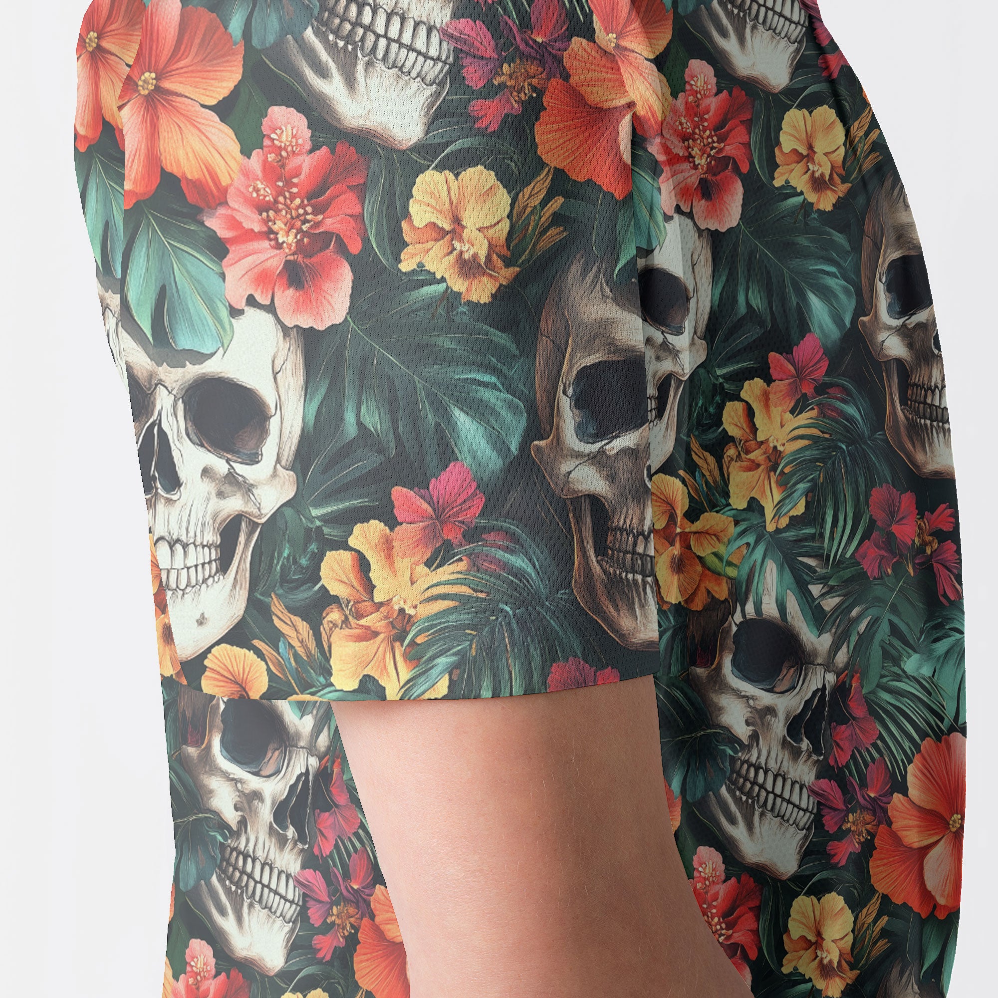 Colorful Flower Skull Pattern Polo Shirt - HYPERFAVOR