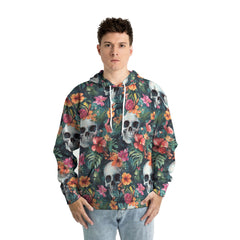 Colorful Tropical Flower Skull Pattern Hoodie - HYPERFAVOR