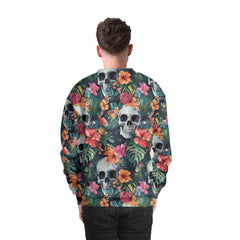 Colorful Tropical Flower Skull Pattern Sweatshirt - HYPERFAVOR