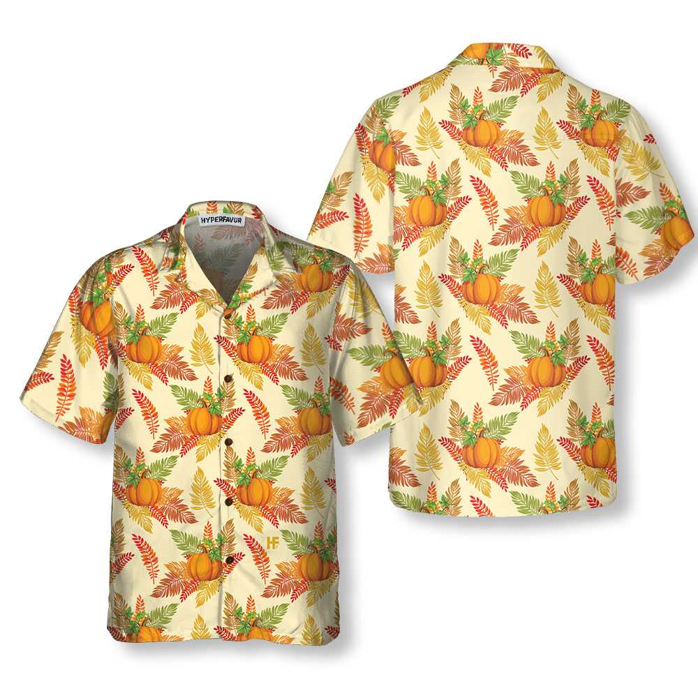Colorful Leaves And Pumpkin Thanksgiving Hawaiian Shirt, Autumn Vibe Thanksgiving Shirt, Best Thanksgiving Gift