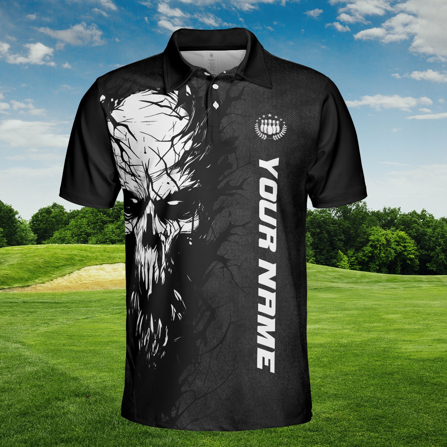 HYPERFAVOR Custom Smoke Skull Bowling Polo Shirt