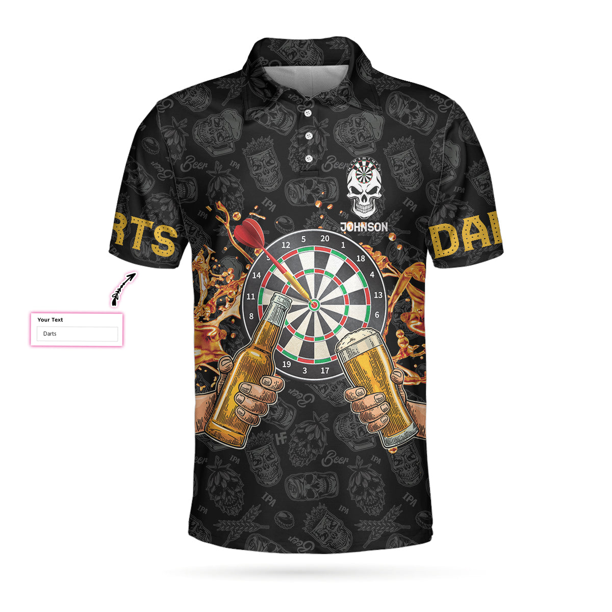 Darts And Beer Lover Shirt For Men Custom Polo Shirt, Personalized Dart Shirt For Men Polo Style Dart Shirt