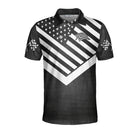Drag Racing Custom Polo Shirt, Black American Flag Racing Shirt For Men