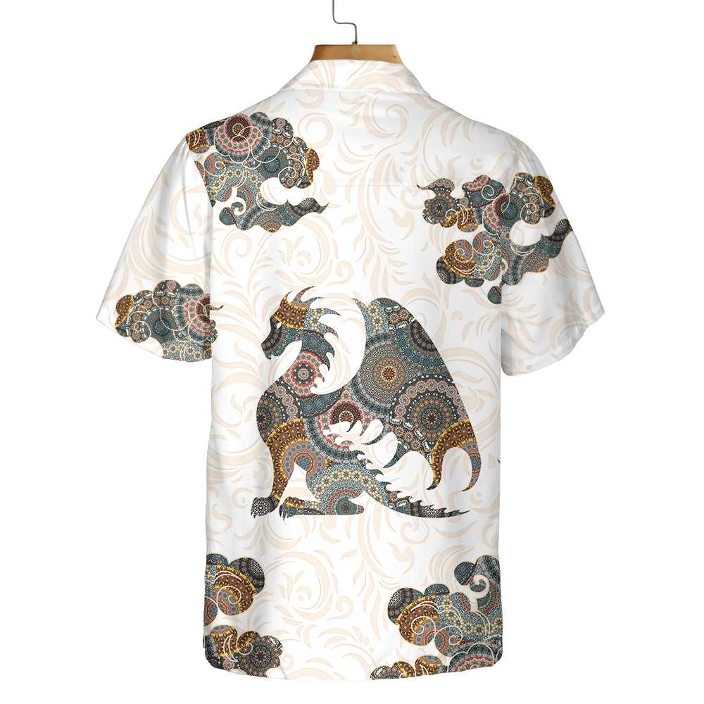 Dragon Colorful Mandala Hawaiian Shirt, Dragon Silhouette Shirt, Best Gift For Dragon Lovers