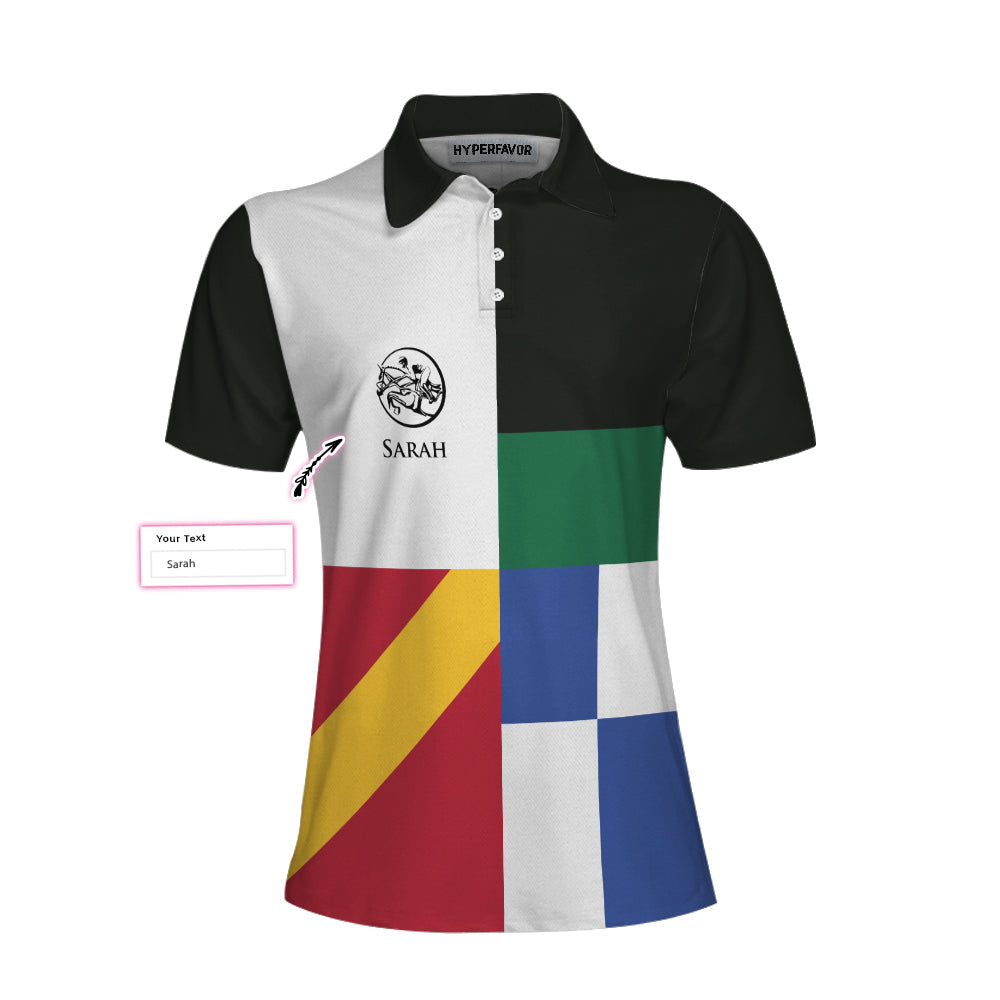 Equestrian Color Block Horse Riding Custom Short Sleeve Women Polo Shirt