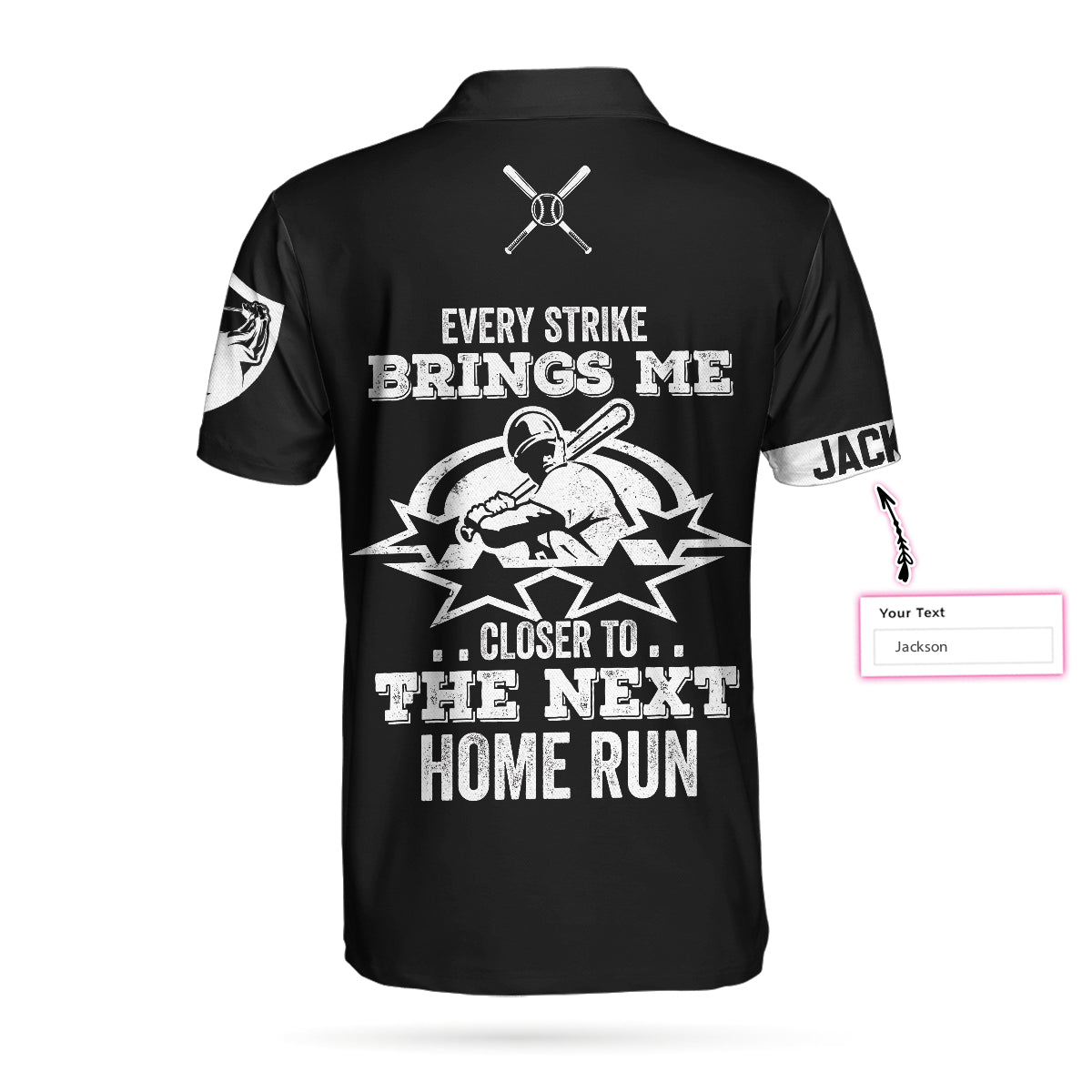 Every Strike Brings Me Closer To The Next Home Run Custom Polo Shirt, Personalized American Flag Baseball Shirt For Men