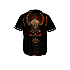 Evil Red Skull Baseball Jersey - HYPERFAVOR