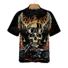 Fire Hell Rider Skull Biker Wings Motorcycle Hawaiian Shirt, Best Gift For Bikers