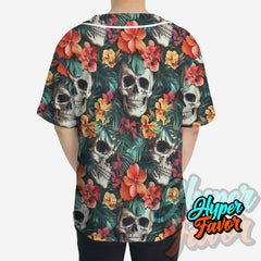 Vintage Flower Skull Pattern For Men, For Woman Baseball Jersey - HYPERFAVOR