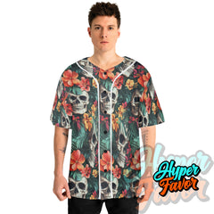 Vintage Flower Skull Pattern For Men, For Woman Baseball Jersey - HYPERFAVOR