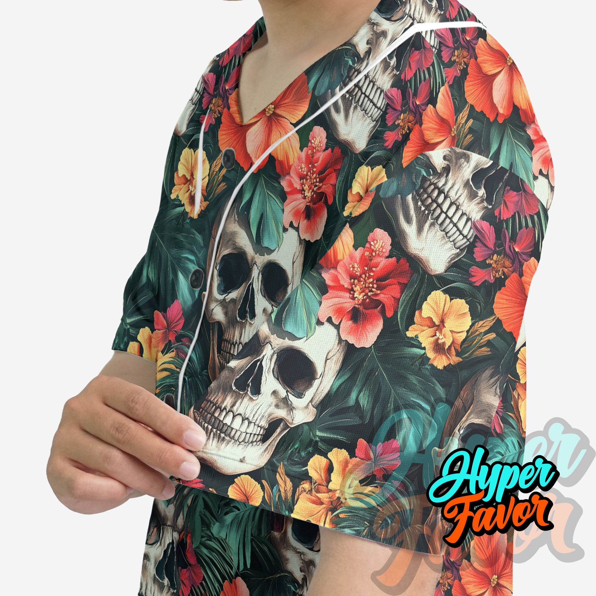 Vintage Flower Skull Pattern For Men, For Woman Baseball Jersey - HYPERFAVOR