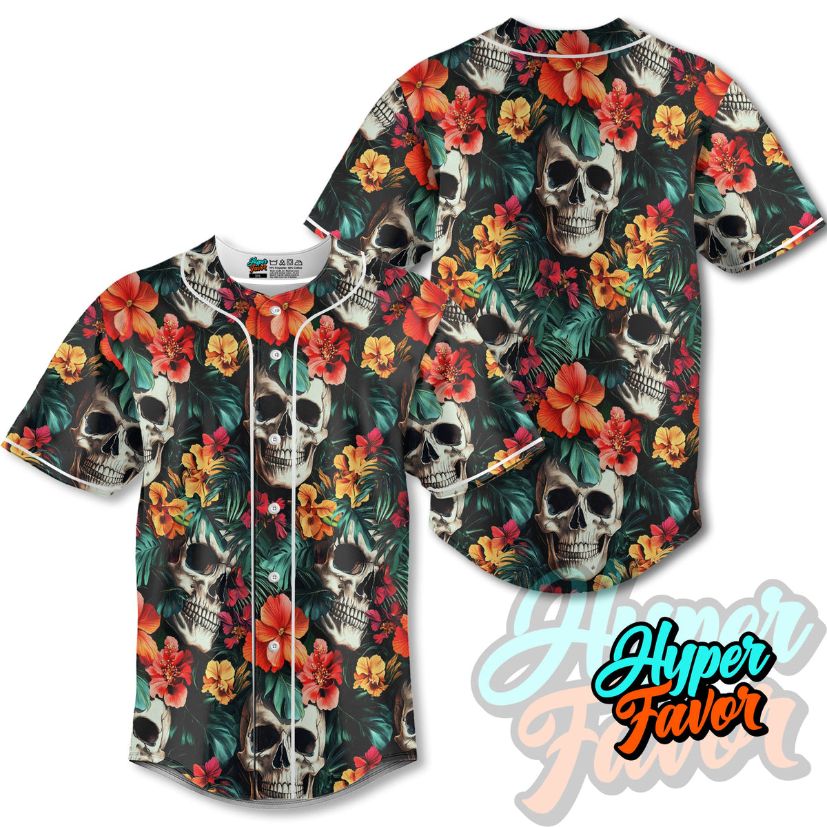 Vintage Flower Skull Pattern For Men, For Woman Baseball Jersey - HYPERFAVOR