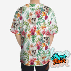 Tropical Flower Skull Pattern For Men, For Woman Baseball Jersey - HYPERFAVOR