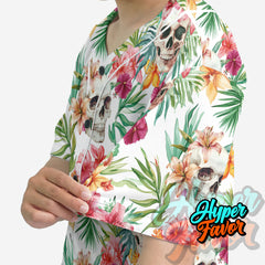 Tropical Flower Skull Pattern For Men, For Woman Baseball Jersey - HYPERFAVOR