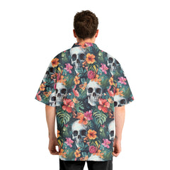 Colorful Tropical Flower Skull Pattern Hawaiian Shirt - HYPERFAVOR