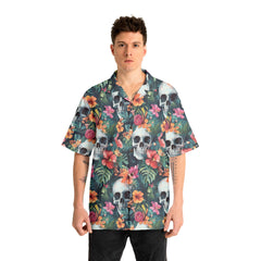 Colorful Tropical Flower Skull Pattern Hawaiian Shirt - HYPERFAVOR