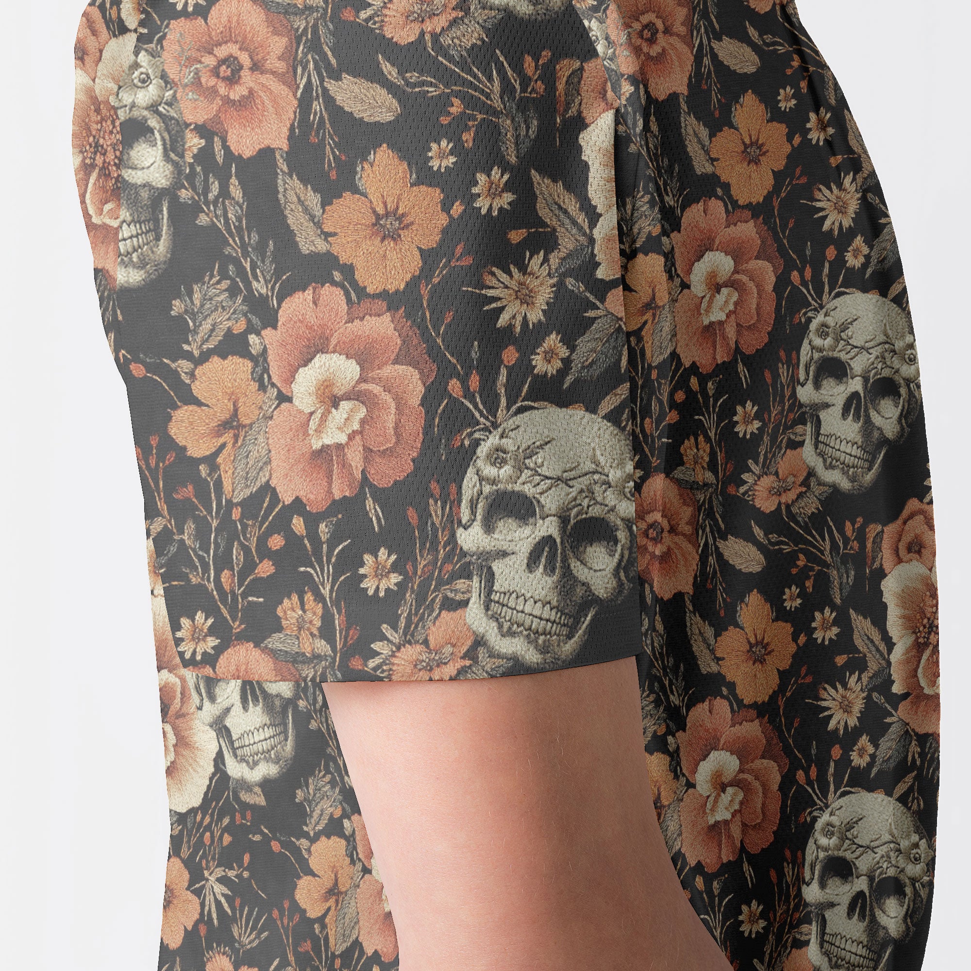 Vintage Flower Skull Pattern Men Polo Shirt - HYPERFAVOR