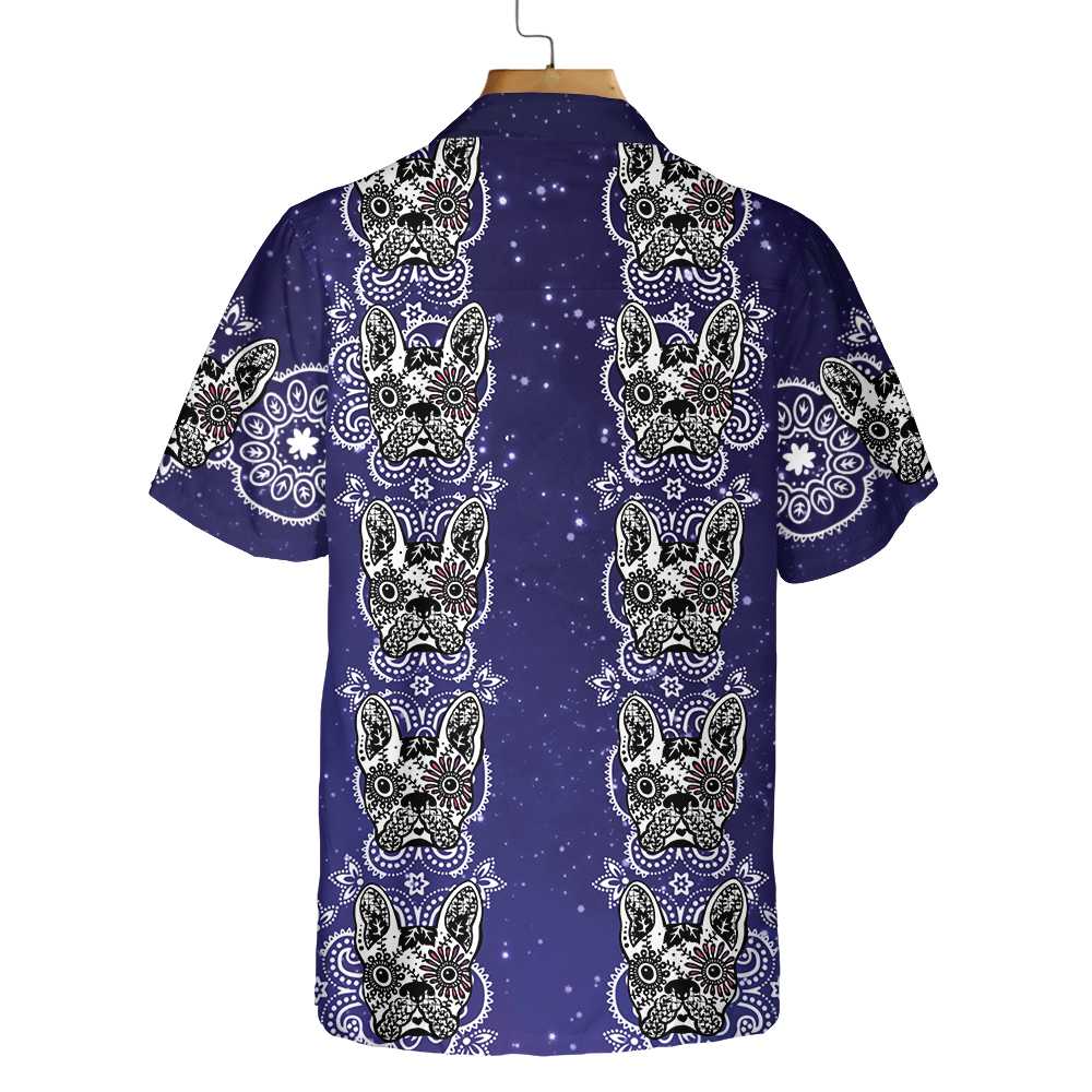 French Bulldog Sugar Skull Hawaiian Shirt, Mexican Style Bulldog Shirt, Gift For French Bulldog Lovers